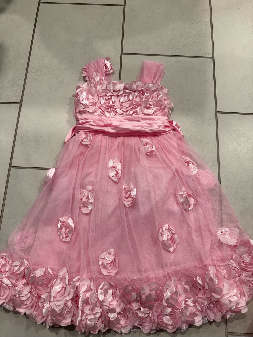 Pink Floral Tulle Party Dress for Girls